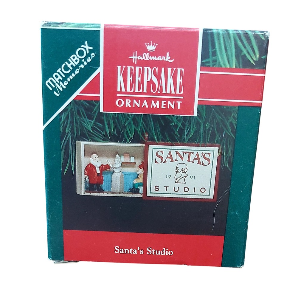 Vintage Hallmark Keepsake Ornament 1991 Santa's Studio Matchbox Memories QX539-7